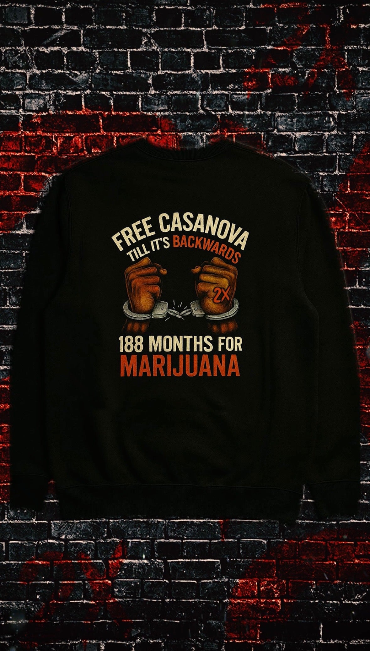 Casanova 2X 188 Collection: Til It’s Backwards Midweight Crewneck Pullover (Embroidered 2X Logo)