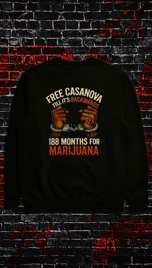 Casanova 2X 188 Collection: Til It’s Backwards Midweight Crewneck Pullover (Embroidered 2X Logo)
