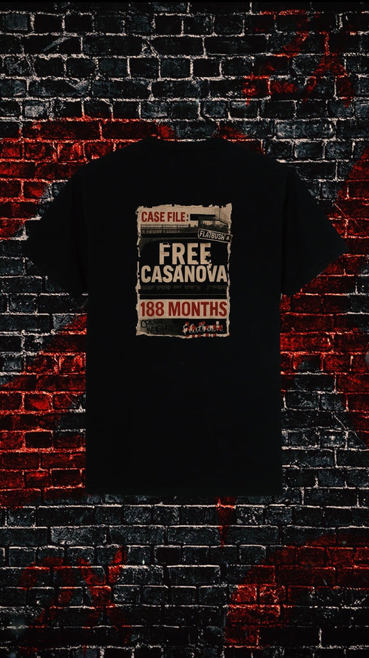 Casanova 2X 188 Collection: “The Flatbush File” T-shirt  (Embroidered 2X Logo)