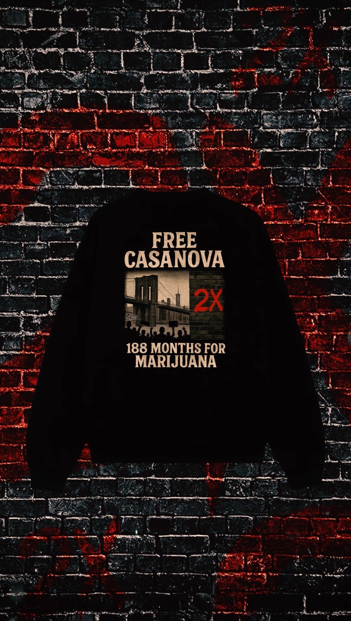 Casanova 2X 188 Collection: Justice for 2X - Midweight Crewneck Pullover (Embroidered 2X Logo)