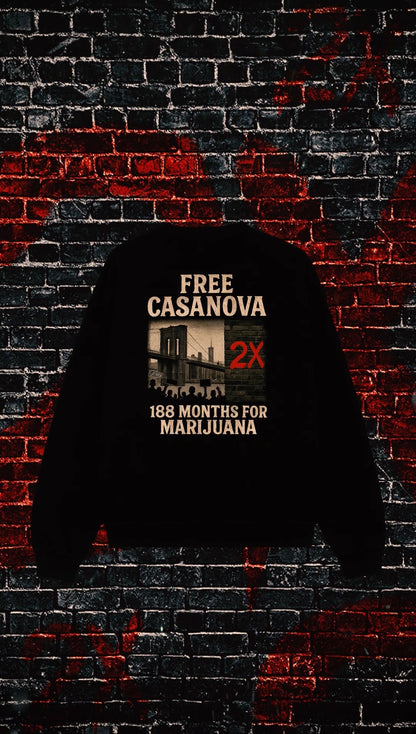 Casanova 2X 188 Collection: Justice for 2X - Midweight Crewneck Pullover (Embroidered 2X Logo)